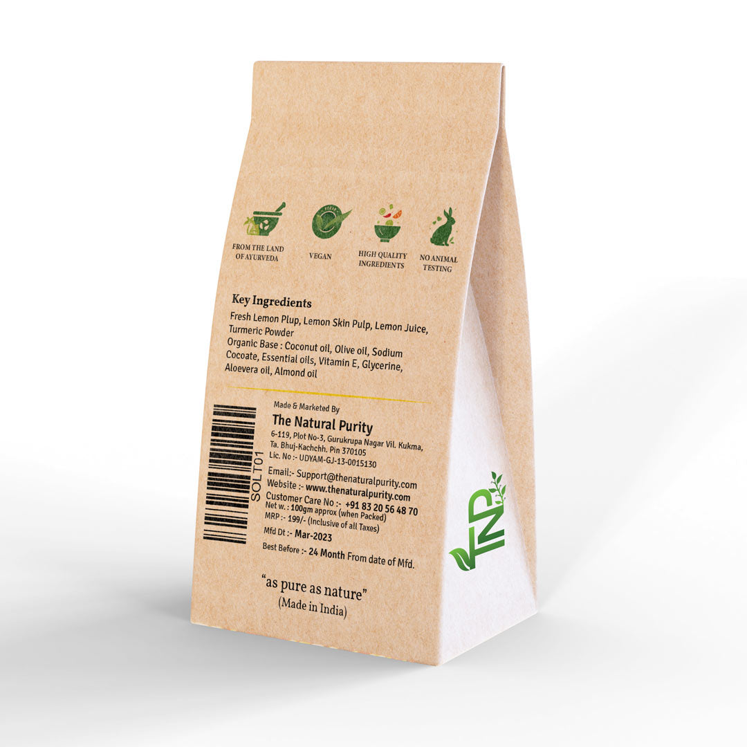 Hand made Lemon Turmeric Soap with Lemon Pulp | Organic Soap | 100gm