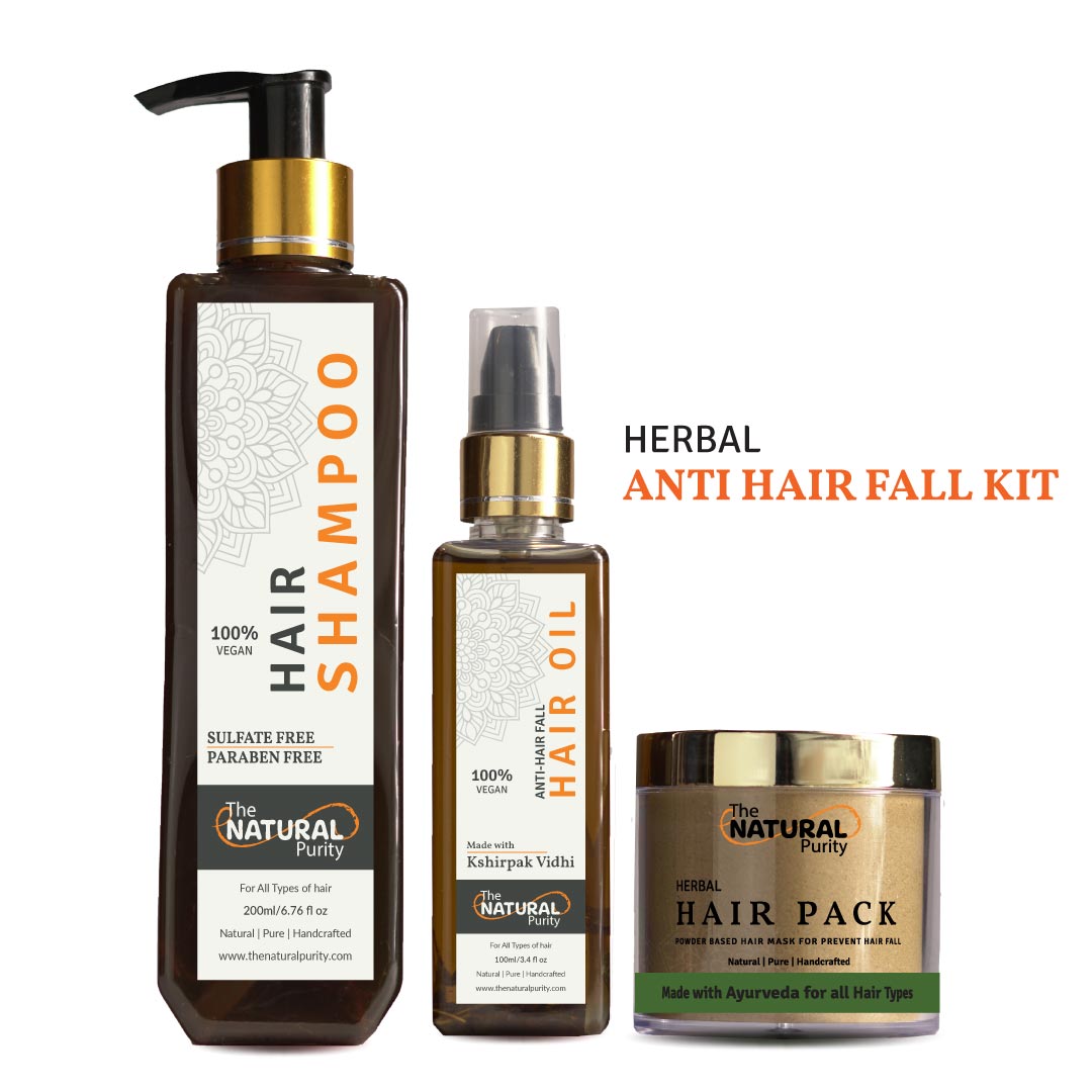 Herbal Anti Hair Fall Kit | Hair Cleanser | Hair OIL | Powder base Hair Pack