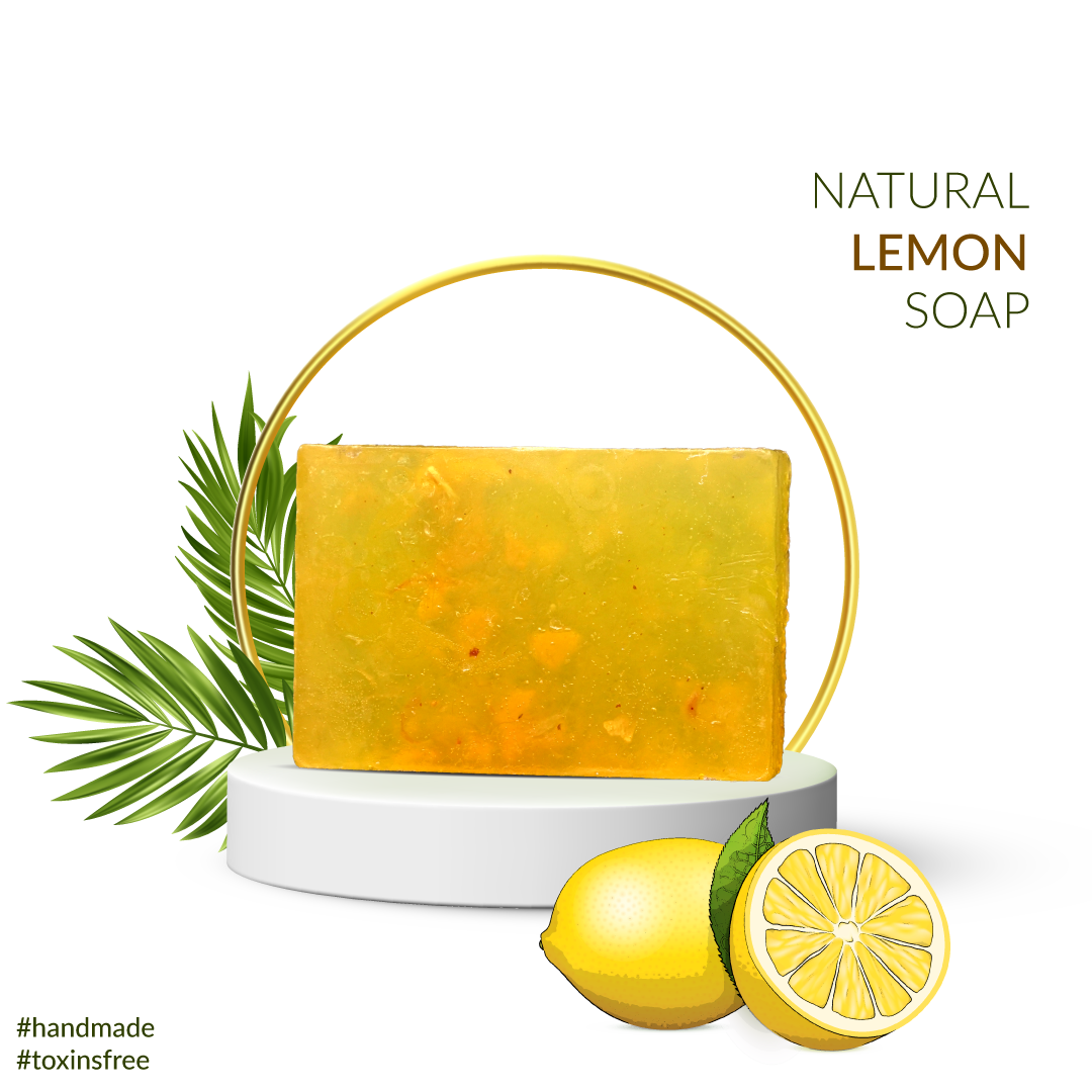 Hand made Lemon Turmeric Soap with Lemon Pulp | Organic Soap | 100gm
