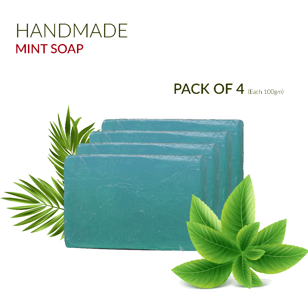 Natural Mint Herbal Soap with Fresh Mint Leaf | Handmade | 100gm