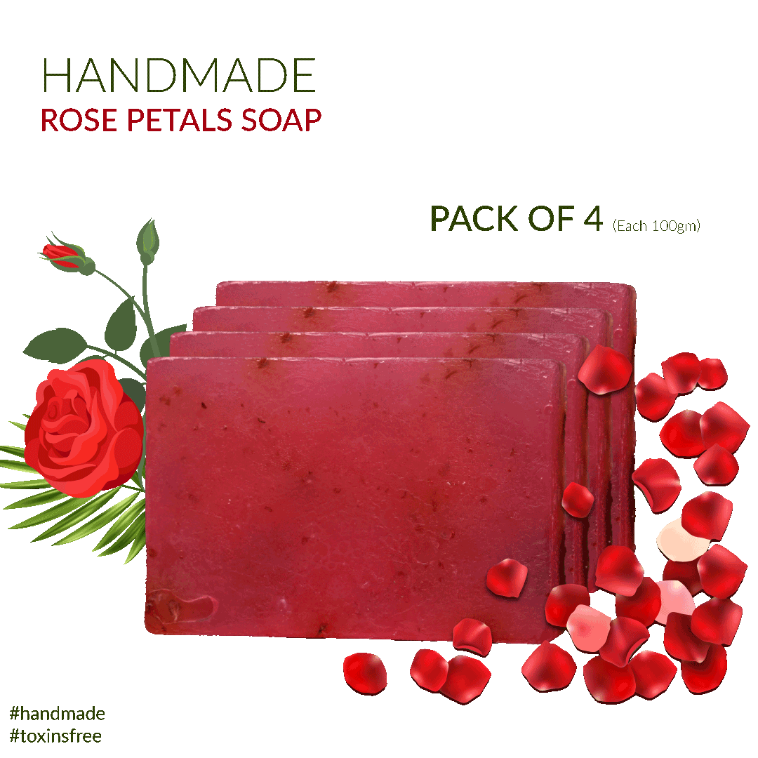 Hand Made Rose Petals Bathing Soap with Fresh Roses | 100gm