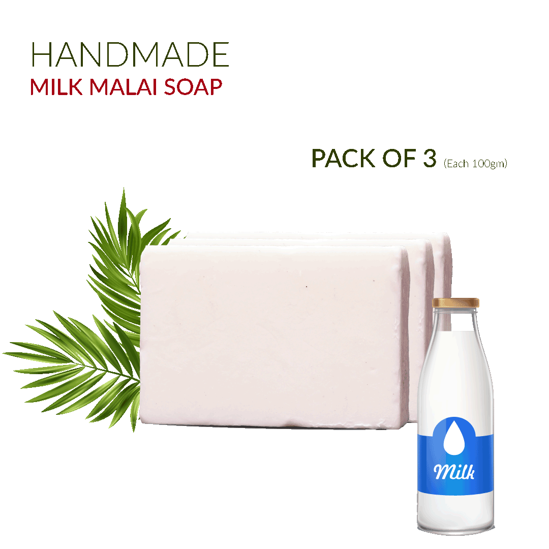 Natural Hand Made Luxury Soap with Milk & Malai | Organic Soap | 100gm