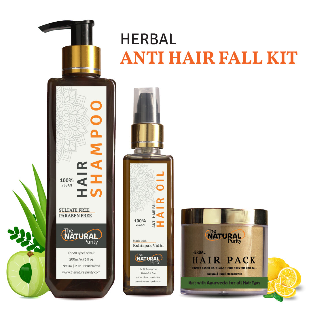 Herbal Anti Hair Fall Kit | Hair Cleanser | Hair OIL | Powder base Hair Pack