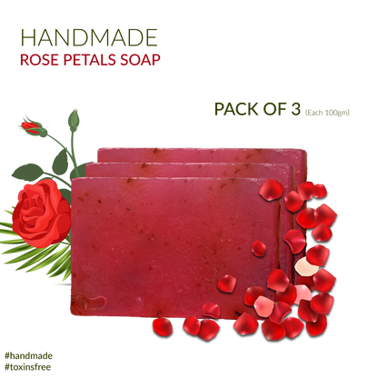 Hand Made Rose Petals Bathing Soap with Fresh Roses | 100gm
