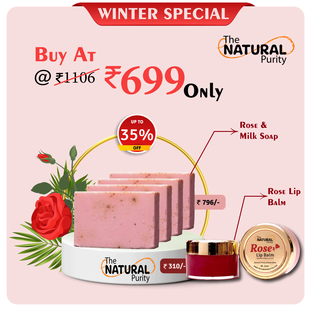 Winter Special Combo | 4 Pc Rose & Milk Soap With Rose Lip Balm