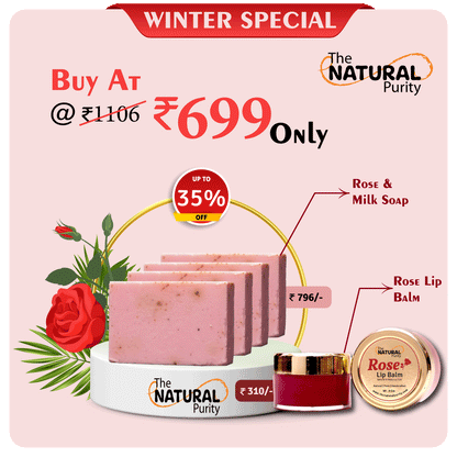 Winter Special Combo | 4 Pc Rose & Milk Soap With Rose Lip Balm