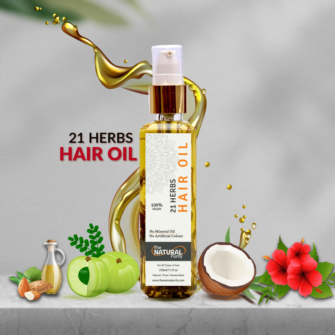 21 herbs Ayurvedic Hair Oil for Hair Growth | Control Hair loss & Dandruff | 100ml