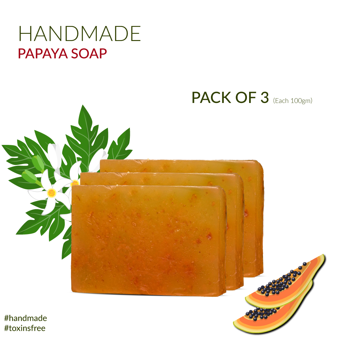 Natural Papaya Soap With Fresh Papaya Pulp | HandMade | Organic Soap | 100gm