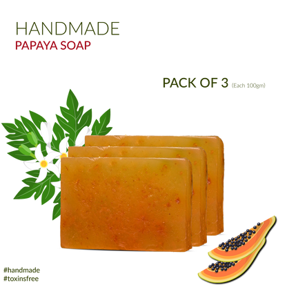 Natural Papaya Soap With Fresh Papaya Pulp | HandMade | Organic Soap | 100gm